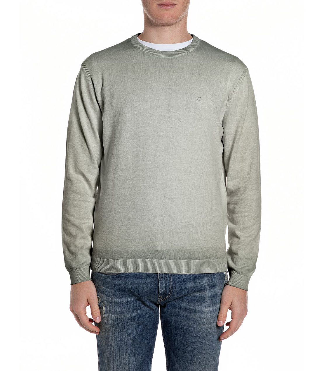 オンブレコットンクルーネックロングスリーブセーター